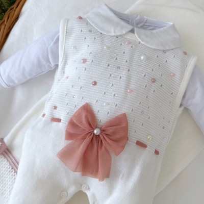  Saída de Maternidade Céu Estrelado Salopete - Off White e Rose